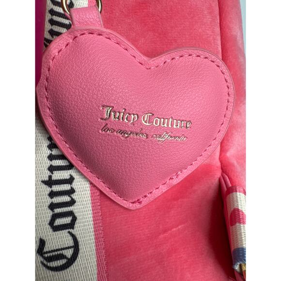 Juicy Couture Pink Velour Rhinestone Logo Backpack with Juicy heart  charm main image 8